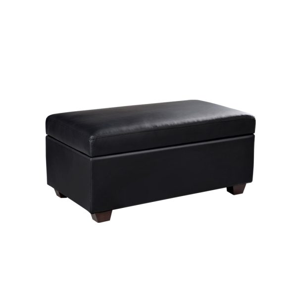 Storage Ottoman Blanket Box 80cm Leather Black