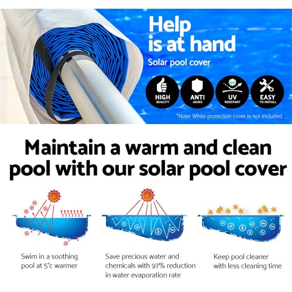 Swimming Pool Cover Roller Wheel Solar Blanket 500 Microns – 10×4 m