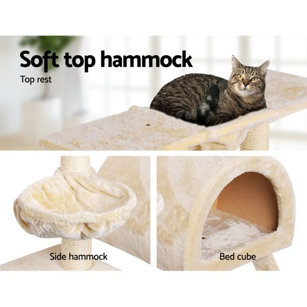 Cat Tree 100cm Tower Scratching Post Scratcher Condo House Trees Bed Beige