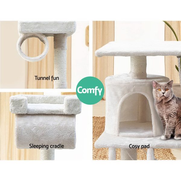 Cat Tree 141cm Trees Scratching Post Scratcher Tower Condo House Furniture Wood – Beige