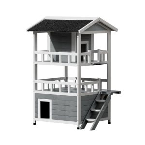 Cat House Outdoor Shelter 72cm x 72cm x 127cm Rabbit Hutch Wooden Condo Small Dog Pet Houses Enclosure