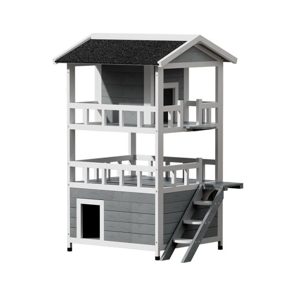 Cat House Outdoor Shelter 72cm x 72cm x 127cm Rabbit Hutch Wooden Condo Small Dog Pet Houses Enclosure