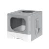 Cat Litter Box Large Tray Kitty Toilet Enclosed Hooded Foldable Scoop Grey