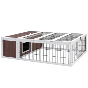 Rabbit Hutch 124cm x 90cm x 35cm Chicken Coop Large Outdoor Wooden Run Cage House