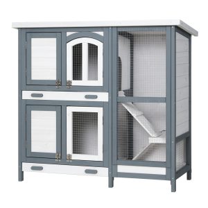 Rabbit Hutch 98cm x 45cm x 92cm Chicken Coop Large Wooden House Run Cage Bunny Guinea Pig