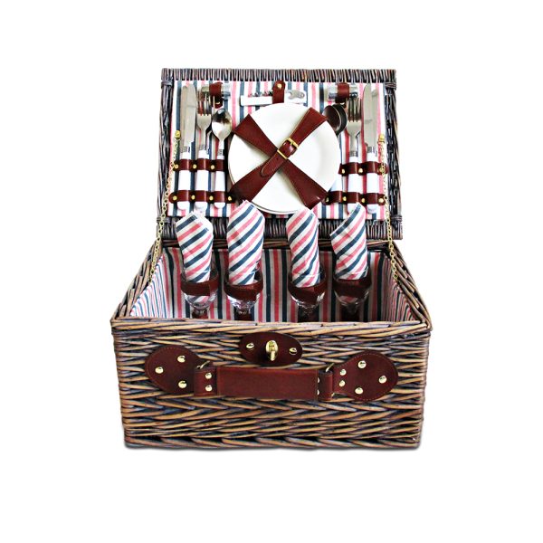 4 Person Picnic Basket Set Insulated Blanket Bag