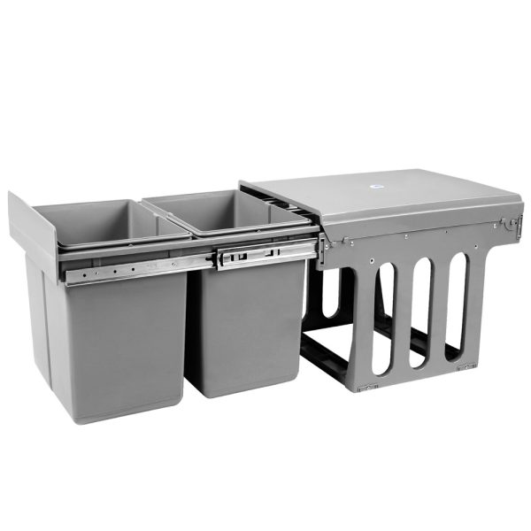 2 Pull Out Bin – Grey, 15 L