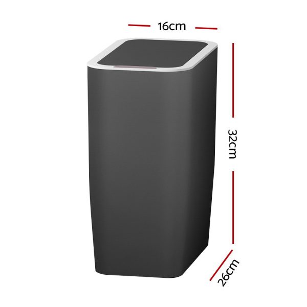 Motion Sensor Bin Automatic Rubbish Bins Waste Trash Can Ash 9L – Black