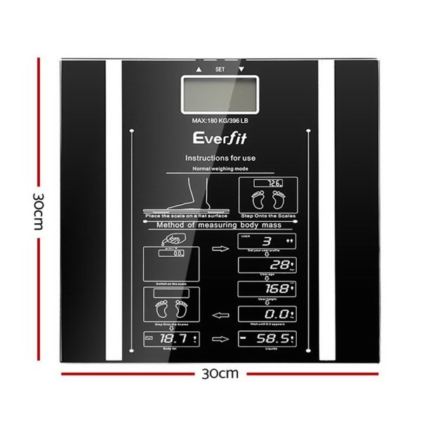 Bathroom Scales Digital Body Fat Scale 180KG Electronic Monitor Tracker