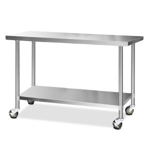 304 Stainless Steel Commercial Kitchen Bench – 152x61x89 cm, With wheel