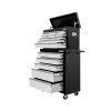 14 Drawers Toolbox Chest Cabinet Mechanic Trolley Garage Tool Storage Box – Black and Silver