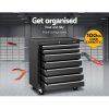 Tool Chest and Trolley Box Cabinet 7 Drawers Cart Garage Storage – Black