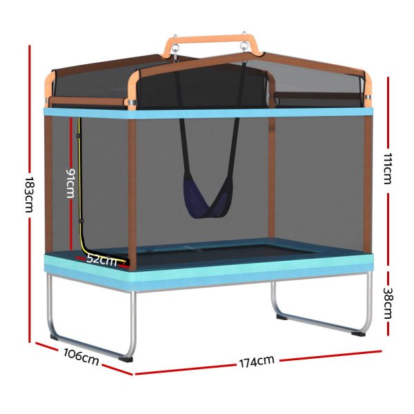 6FT Trampoline for Kids w/ Enclosure Safety Net Swing Rectangle Orange