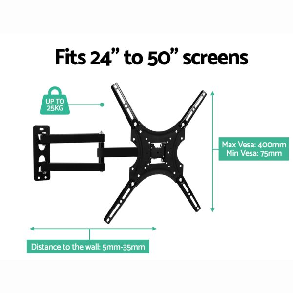 TV Wall Mount Bracket for 24″-50″ LED LCD TVs Full Motion Strong Arms