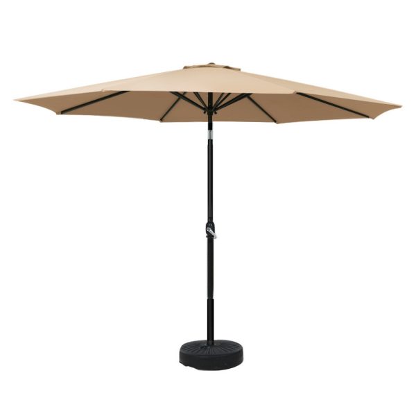 Outdoor Umbrella 3m Base Beach Pole Garden Tilt Sun Patio UV – Beige