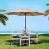 Outdoor Umbrella 3m Base Beach Pole Garden Tilt Sun Patio UV – Beige