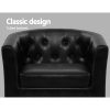 Armchair Set with Ottoman Black Ava