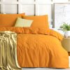 Elan Linen 100% Egyptian Cotton Vintage Washed 500TC Charcoal Single Quilt Cover Set – KING, Mustard