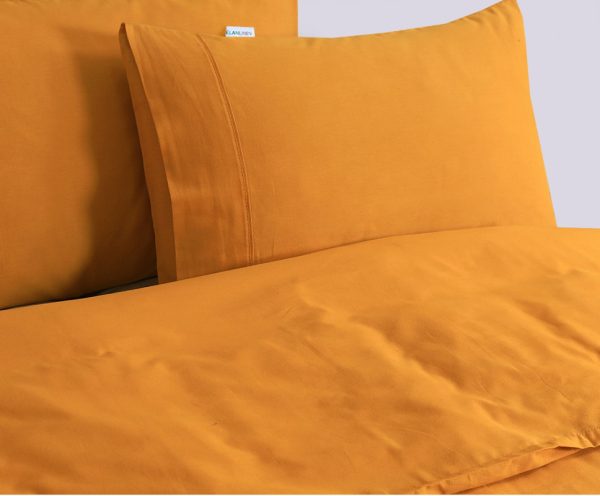 Elan Linen 100% Egyptian Cotton Vintage Washed 500TC Charcoal Single Quilt Cover Set – KING, Mustard