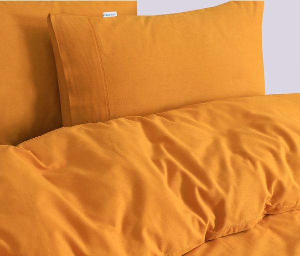 Elan Linen 100% Egyptian Cotton Vintage Washed 500TC Charcoal Single Quilt Cover Set – KING, Mustard