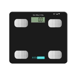 FitSmart Electronic Floor Body Scale Black Digital LCD Glass Tracker Bathroom