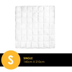 Royal Comfort Bamboo Blend Quilt 250GSM Luxury  Duvet 100% Cotton Cover - Single - White