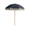 Havana Outdoors Beach Umbrella Portable 2 Metre Fringed Garden Sun Shade Shelter – Black