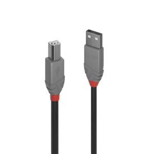 LINDY USB2 A-B Cable – 5M, Grey and Black