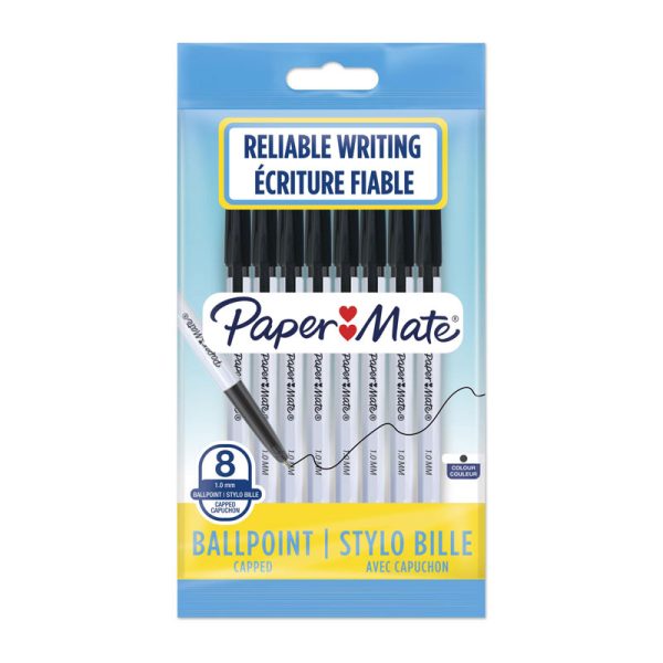 PAPER MATE 045 1.0mm Ball Pen Assorted Pack of 8. – Black