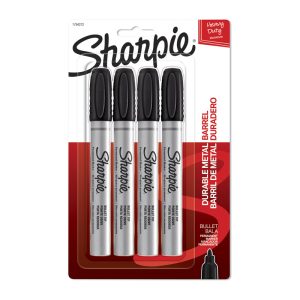 SHARPIE Met Permanent Marker Bullet Tip Black Pack 4