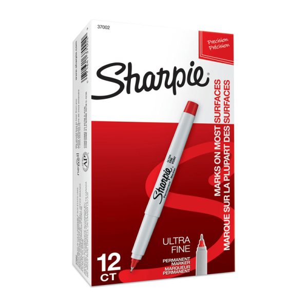 SHARPIE Ultra Fine Point Permanent Marker Box of 12 – Red