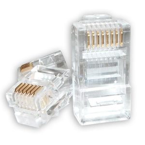 ASTROTEK RJ45 Connector Modular Plug Crimp 8P8C CAT5e LAN Network Ethernet Head 2 Prong Blade 3u' Transparent (20/pack) CBATP-8P8C-5E-2