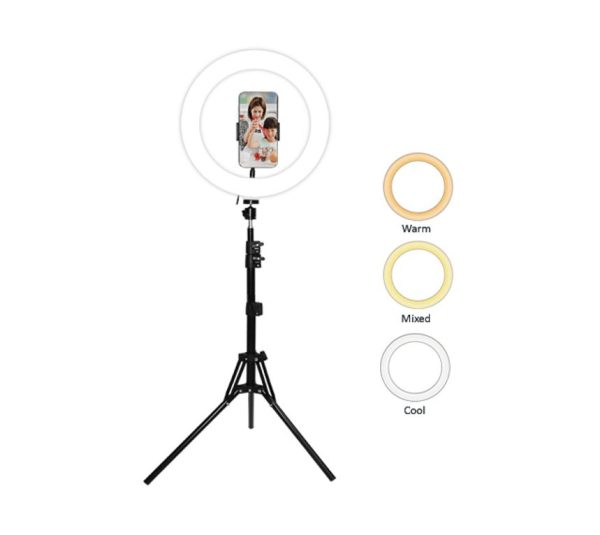 OTHER LED Ring Light SCX-818B 3 light colours 120 LED bulbs 360° up/down rotation Tripod 50-160cm 2m USB cord with holder