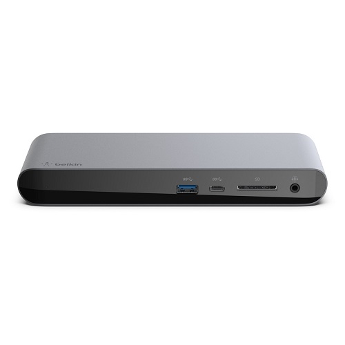 BELKIN Thunderbolt 3 Dock Pro – GreyF4U097AU,Dual high-definition monitor support,Mac and windoes compatible,Sleek aluminum exterior,Power to share