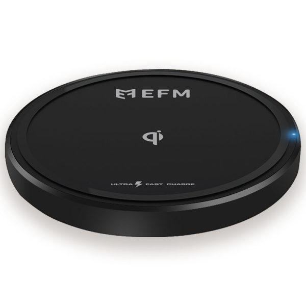 EFM 15W Wireless Charge Pad – With USB to Type-C Charge Cable – Black (EFWP15U900BLA), WPC Qi Certified, 15 Watt Ultra Fast Charge, Sleek Design