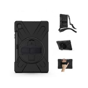 GENERIC Samsung Galaxy Tab S6 Lite Rugged Black Case - Shockproof, Dustproof, 360 Rotatable Hand Strap, 3 Layers Heavy Duty Protection