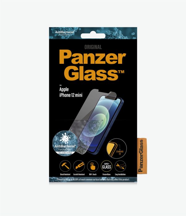 PANZER GLASS Apple iPhone 12 Mini – (2707) – Screen Protector – Antibacterial glass, Resistant to scratches and bacteria, Shock absorbing, 100% touch