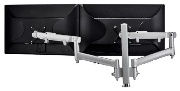 Atdec AWM Dual monitor arm solution – dynamic arms – 400mm post – F Clamp – Silver