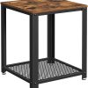 2-Tier Side Table with Storage Shelf with Metal Frame Rustic Brown