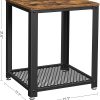 2-Tier Side Table with Storage Shelf with Metal Frame Rustic Brown