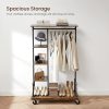 Clothing Garment Rack on Wheels with 5-Tier, Industrial Pipe Style, Rustic Brown