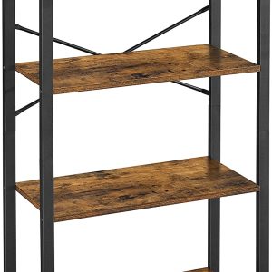 4-Tier  Storage Rack with Steel Frame, 120 cm High, Rustic Brown and Black