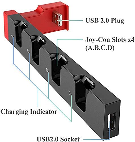 4 in1 Charger Station Stand for Nintendo Switch Joy-con with LED Indication