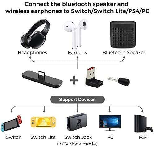 Bluetooth Adapter Route air Pro Support in-Game Voice Chat compatible with Nintendo Switch, Nintendo Switch Lite, PS4 and Laptops