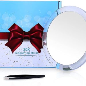 20X Magnifying Hand Mirror with Suction Cups Use for Makeup Application, Tweezing, and Blackhead/Blemish Removal (15 cm