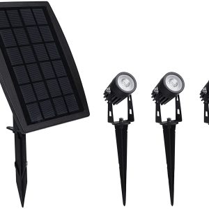 3 x LED Spotlights Powered Solar Garden Lights Outdoor Waterproof (Warm White)