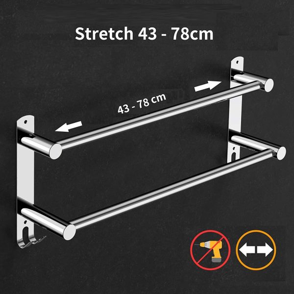 Stretchable 45-75 cm Towel Bar for Bathroom and Kitchen – Two Bars