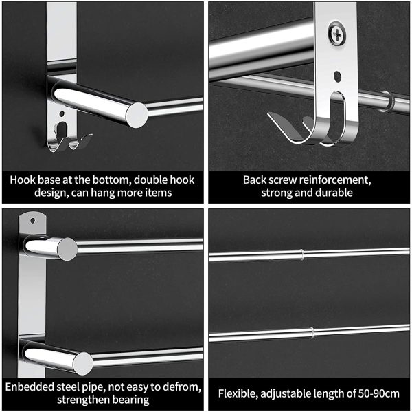 Stretchable 45-75 cm Towel Bar for Bathroom and Kitchen – Two Bars