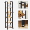 6-Tier Rustic Bookshelf, Brown & Black