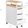 Storage Cart Narrow Cabinet Wheels Tray Drawers